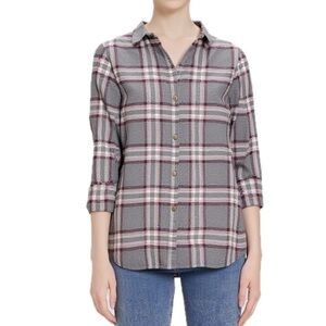 Hatley Long-Sleeve Plaid Flannel Shirt with Stripes Size XS